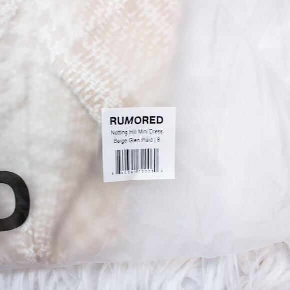 Rumored Beige Tweed Notting Hill Mini Dress Size 8 Button Down Preppy Y2K - Picture 6 of 6